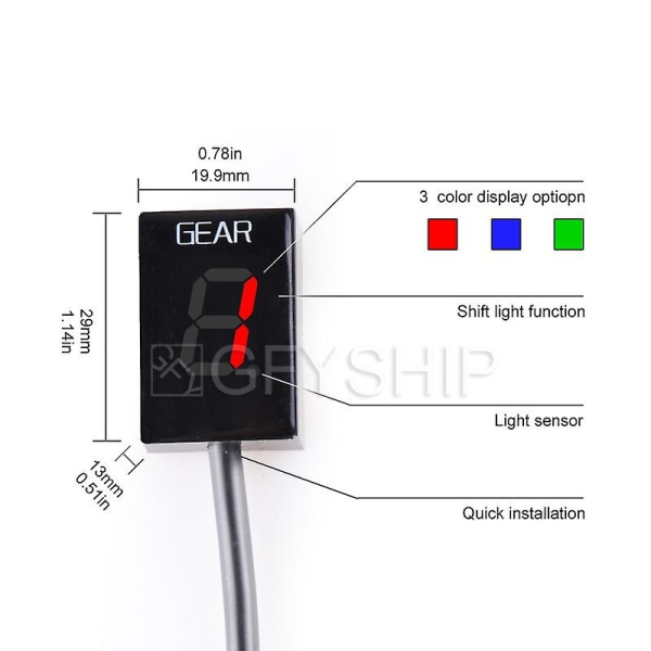 Til Yamaha R1 1998-2008 Yzf R1 Xv1900a Xvs950a Xvs1300a Yfm660 Yfm700 Motorcykel Gear Indicator 1-6 Level Digital Gear Meter Red Light