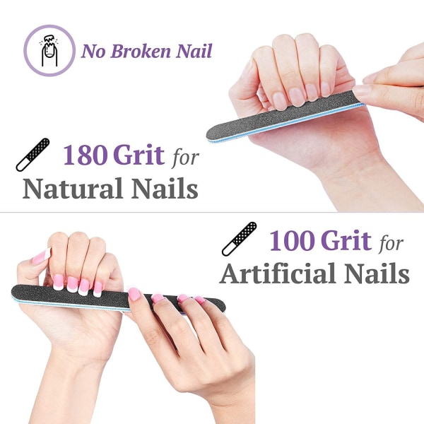 Kynsiviila Professional Nail Art Tool Kit suorakulmainen Art Care Buffer Block Tool Grit 20 kpl (musta)