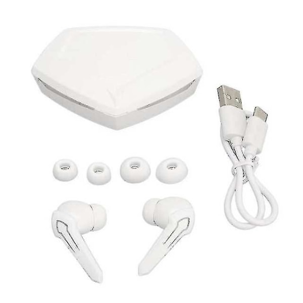 Gaming-ørepropper Lav ventetid Doble moduser Trådløse Bluetooth-spillehodetelefoner med innebygd mikrofon for spilling White