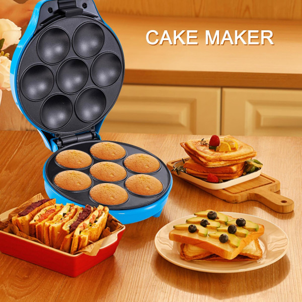 Automaattinen kakkukone minikakkukone Kaksipuolinen sähköinen kakkupannu voileipävohvelileipä aamiaiskone leipomotyökalut Blue EU