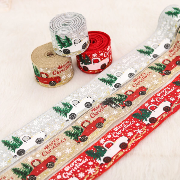 5 ruller 5 x 500 cm Jutebånd med tråd Juleindpakningsbånd Klassisk trådbånd stofbånd til festdekoration til julefest Gavepapir
