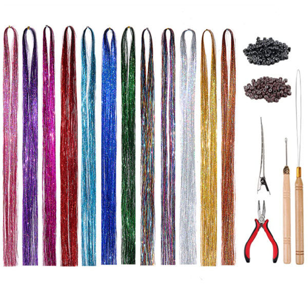 120 cm:n kiinnike Hiuslangalla Fairy Hair Wire Kit -kiinnike kimaltelevaan hiuslangan pidennykseen useita värejä