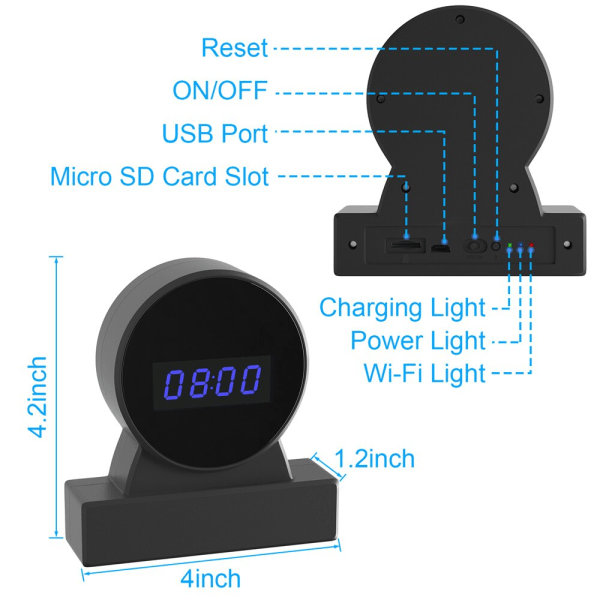 Rundklocka Minikamera Night Vision Hemma Baby Monitor Dold Videoövervakningskamera 32GB