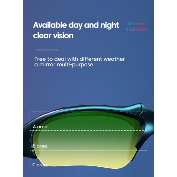 Smarte hodetelefoner Solbriller Utendørssport Trådløse briller Hodetelefoner Gjennomsiktig farge