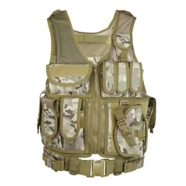 Outlife Taktisk väst Militär Swat Assault Shoting Jakt Molle Plattbärare med hölster Cp Camouflage Standard