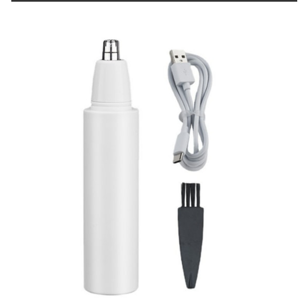 Nese- og ørehårtrimmer (hvit), profesjonelt, smertefritt batteri for menn og kvinner, bærbar, dobbeltkantet penn, lett å rengjøre