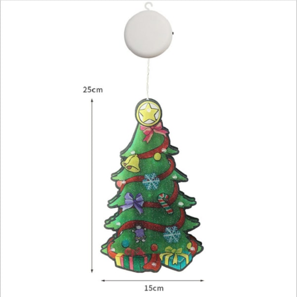 Julelys vindusklistremerker hengelys Julepyntlys butikkvindu LED sugekopplys små lykter (A, 3 stk)