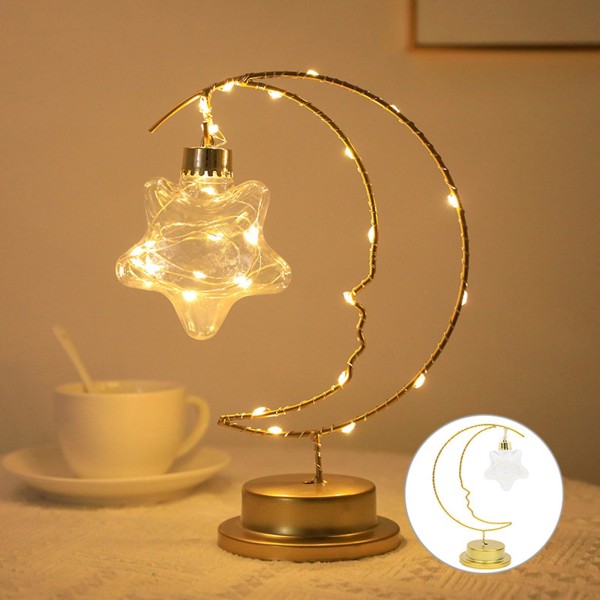 Iron Moon Night Light, Moon Lamp, Soverom Stue Lampe For H