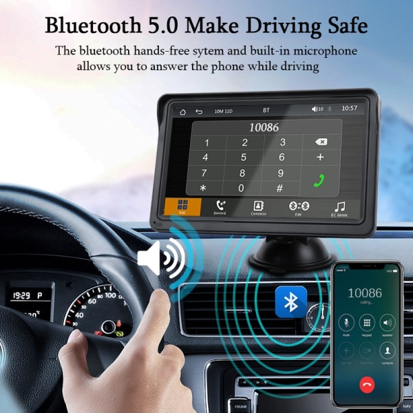 CarPlay Android Auto Bilradio Multimedie Videoafspiller 7 tommer bærbar berøringsskærm med fjernbetjening radio and camera