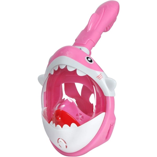 Pink Kids Diving Mask Shark Diving Mask med Snorkel, Anti-dimma, Anti-Leak, 180° Panorama Dry Top Easy Breathing System