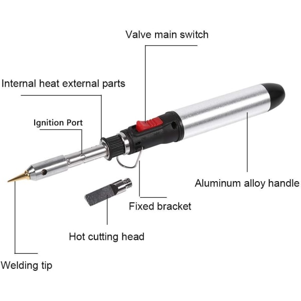 Butan lödkolv 4 i 1 lödkolv pennsats sladdlösa gassvetsbrännare Temperaturjusterbar svetsning lödkolv verktyg