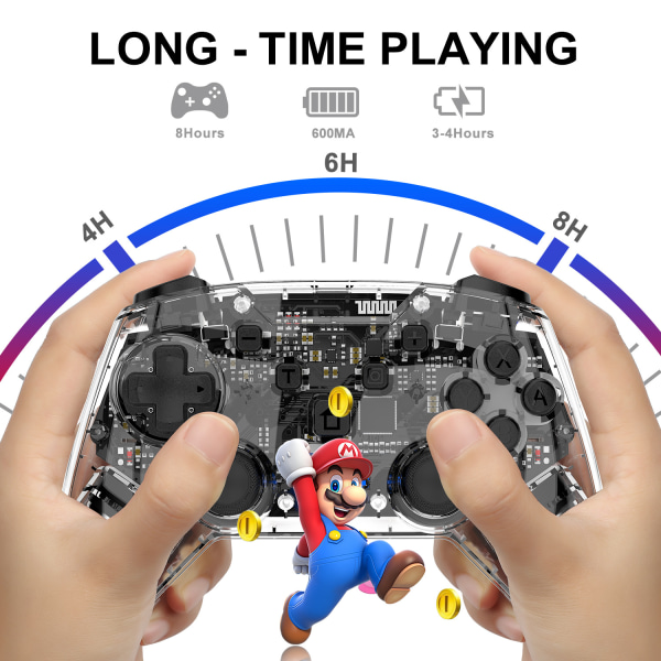 Trådløs Gamepad Joystick Game Controller til NS Nintendo Switch Pro-konsol, rød