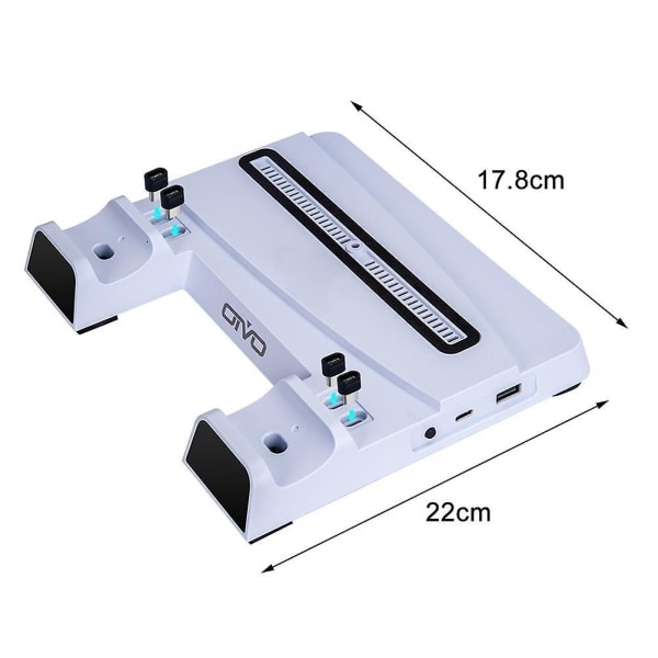 Kompatibel för PS5 Suction Cooler Fläkt Controller Laddningsstation Konsol Suction Cooler Fläkt med laddningsstation och 12 spellagring White