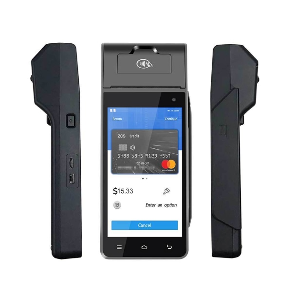 Luottokorttikoneen taksipysäköinti Kädessä pidettävä POS-kirjanpitokone biometrisellä sormenjäljellä Android 7.1 -tuki magneettikorttia/NFC:tä
