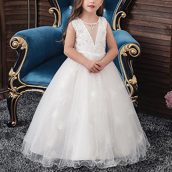 Flickor Festklänning Baby Barn Brudtärna Balklänningar Prinsessan White 5-6  Years 53c1 | White | 5-6 Years | Fyndiq