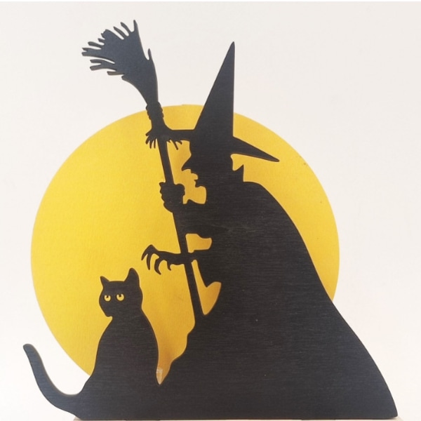 1 pala Halloween-koristeita Witch Black Cat Night Lights Festival Rekvisiitta Puiset Halloween-koristeet