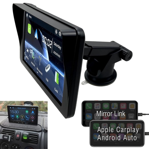 Universal 7 Tommer Bilradio Multimedie Videoafspiller Trådløs Carplay Tablet Android Touch Screen Blu Black
