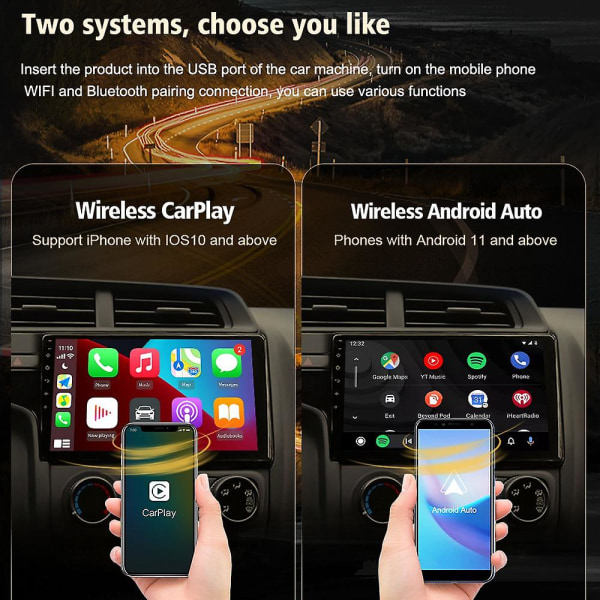 Trådlös Carplay Adapter Trådlös Android Auto Dongle För Android Screen Car Ariplay Smart Link Io black