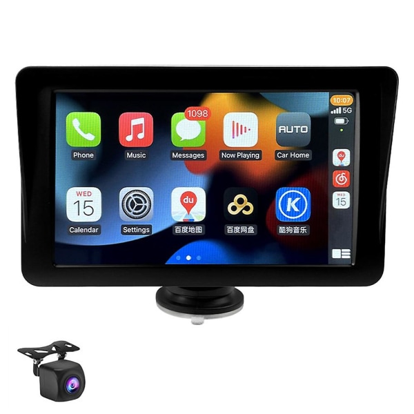 Universal 7 Tommer Bilradio Multimedie Videoafspiller Trådløs Carplay Tablet Android Touch Screen Blu Black