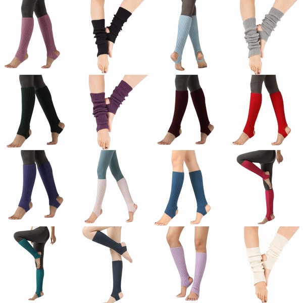 Strikkede varme knestrømper for kvinner jente, vintermyk elastisk motebeinvarmere Lange sokker for daglig bruk Fitness Yoga Sport Fest Skoledans L