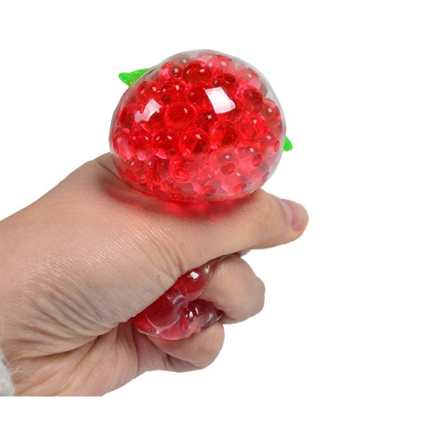 5 stk Strawberry Anti Stress fyldt med perler, 36414, Rød