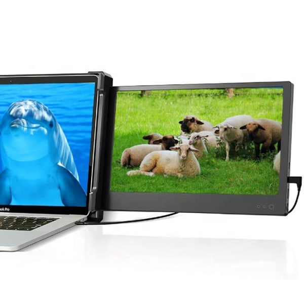Bærbar skjerm for bærbar skjermforlenger 12-tommers skjerm 1080P høyttalerskjerm kompatibel med 13'-16' Mac Windows bærbar PC