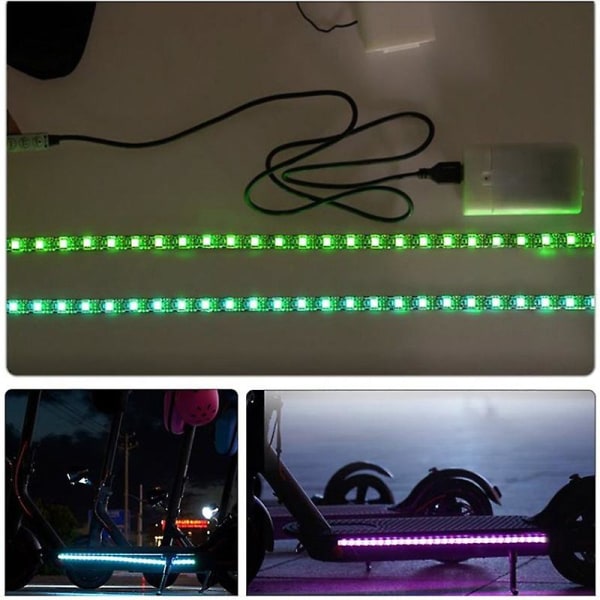 Vattentät LED Strip Ficklampa Bar Lampa För Xiaomi M365 elektrisk skoter Skateboard Nattchassiljus Scooter Tillbehör