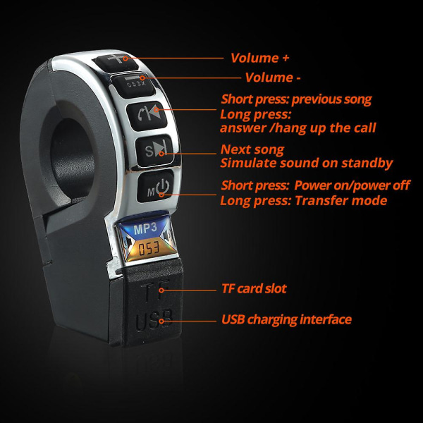 12v Universal Motorcykel Audio System Högtalare Bluetooth För Cykel Vattentät Styre Högtalare Med USB Tf Mp3-spelare Yx00001-B