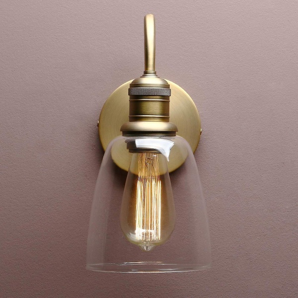 Belysning Modern Vintage Industriell Bell Sconce Vägglampa med 5.6u201d Klarglas Lampskärm, För kontor Hem Kök Vardagsrum Sovrum Lo