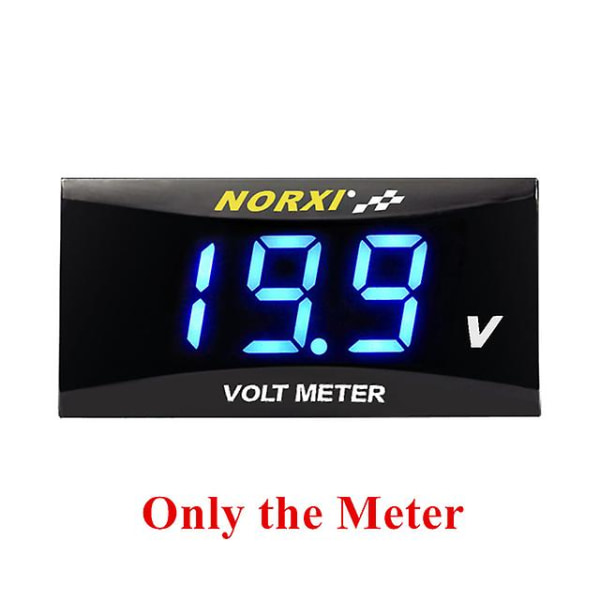 Motorcykelmätare Voltmätare Vattentemperatur Mini Superblogg Digital 6v 12v Elektromobil Termometer Mätare Bilvoltmätare Only Meter-Blue