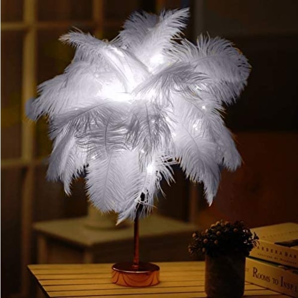 Strutsfjäderbordslampa Nattlampa i smidesjärn LED Koppar W