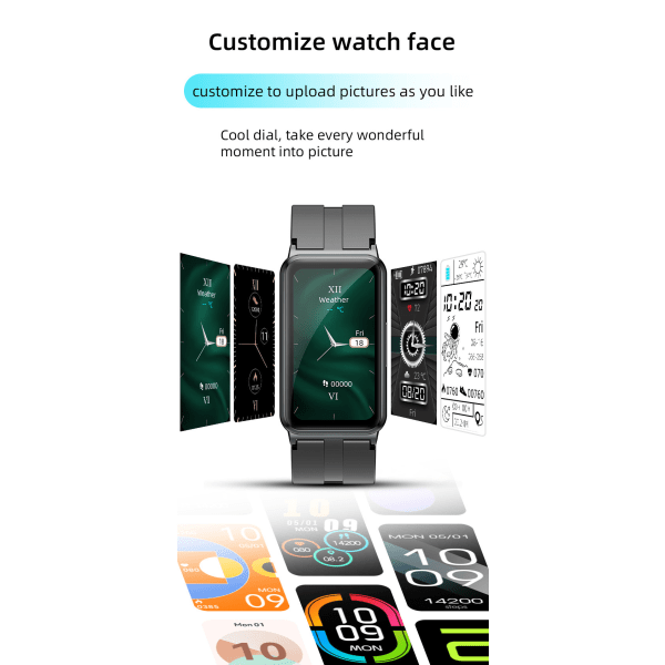 Klokke Touch Screen Smart Watch Fitness Tracker Step Counter Watch med Step Tracker, Kalorie Tracker, Søvnmonitor, Vekkerklokke (svart) color