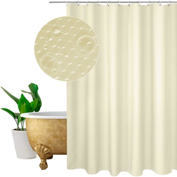 Dusjforheng , Vanlig design Vaffelrutet polyester baderom Dusjforheng Inner Muggbestandig Heavy Duty , Standardstørrelse 200 * 200H CM Beige