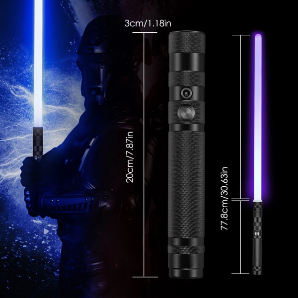 2 Pack Lightsaber Laser Sword Rgb 7 färger Variabelt elektroniskt ljussabelljud