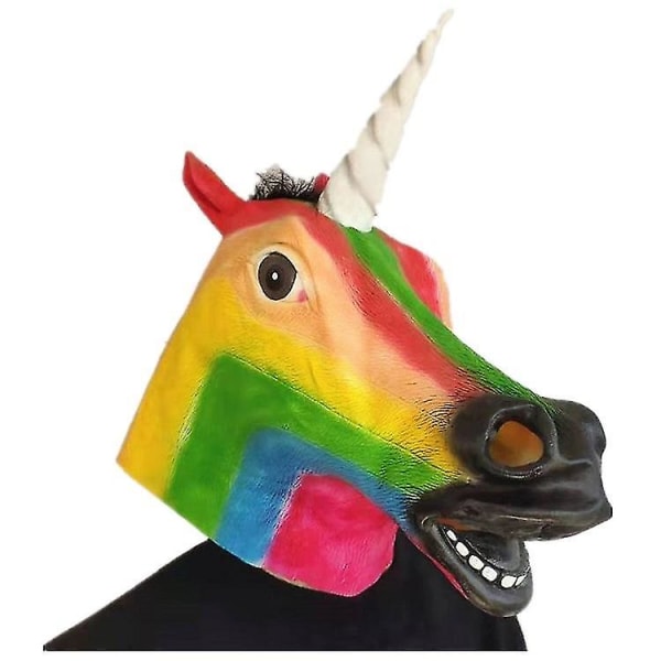 Halloween Party Mask Latex Mask Scen Prestanda Rekvisita Rolig Rolig Halloween Rainbow Horse Head Mask Huvudbonad Cos Dress Up