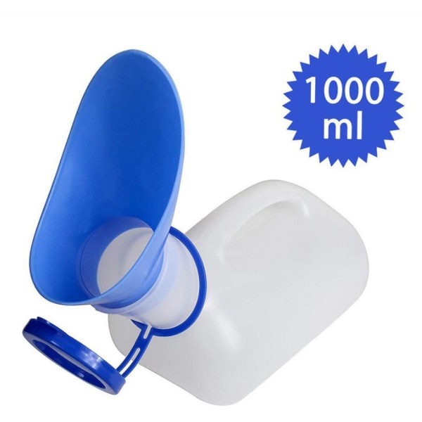 1 stykke menn og kvinner kan bruke urinal 1000 ML med grensesnitt og deksel Bærbar barneurinal plast urinal (16*10*11 cm diameter 5,5 cm)
