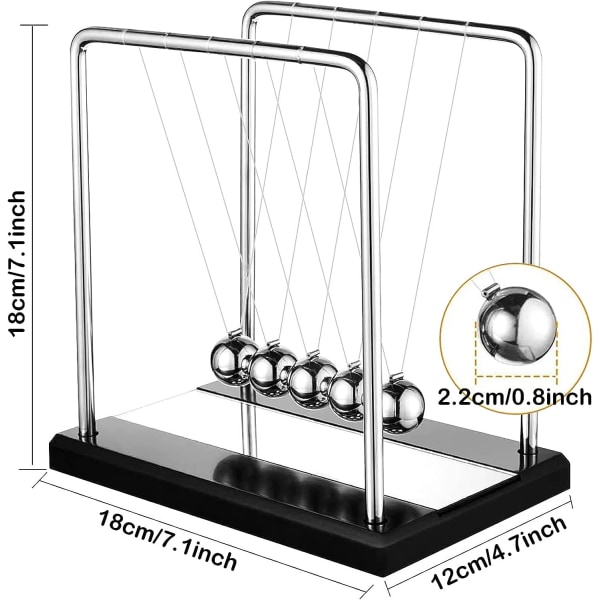 Newtons pendel, stor Newtons vugge 18 cm pendel Newtonballer Newton Swing Vitenskapsspill Kontorborddekorasjon