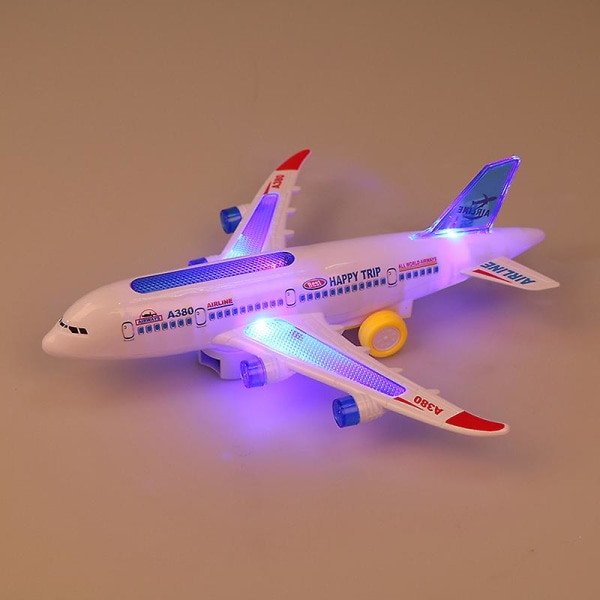 Muovinen Airbus A380 -malli Lentokone Sähköinen salamavalo Ääni Lasten lelut White 1 Pc