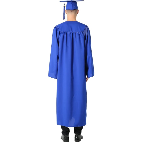 Royal Blue University afgangskjole og gradueringshat til voksne 2023 Unisex High School afgangsbeklædning