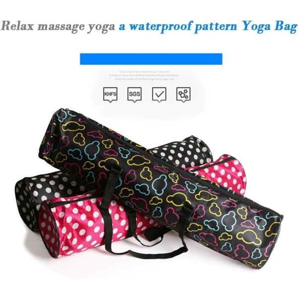 Yogamatteveske med glidelås（Blomsterfarge）, lomme og håndtak - Treningsmatteveske - Funksjonell 69 x 15 cm for alle yogamatter - Damegave