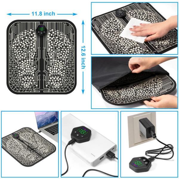 Smart Foot Massager USB Oppladbar Elektronisk Puls Foot Physiotherapy Health Massasjepute (svart)