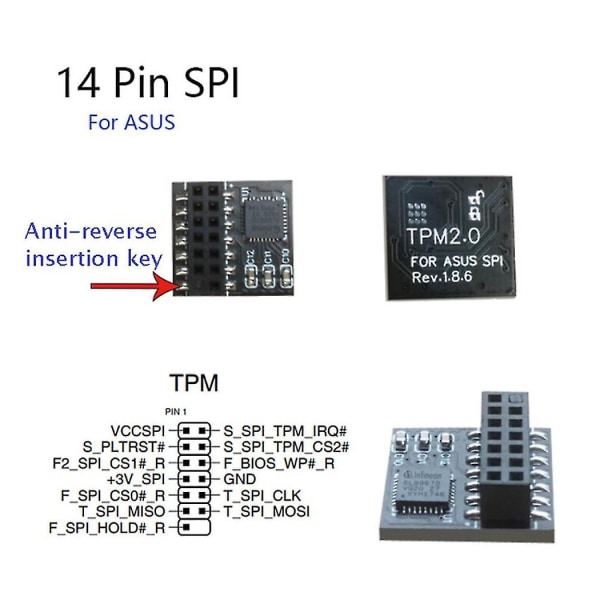 2.0 Encryption Security Module Remote Card 14 Pin Spi Tpm2.0 Suojausmoduuli emolevylle