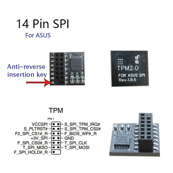 2.0 Kryptering Sikkerhedsmodul Fjernkort 14 Pin Spi Tpm2.0 Sikkerhedsmodul til Bundkort