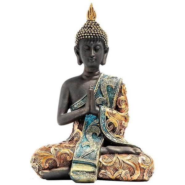 Buddhastaty Thailand Skulptur Harts Handgjord Buddhism Hindu Feng Shui Statyett Meditation Hem D