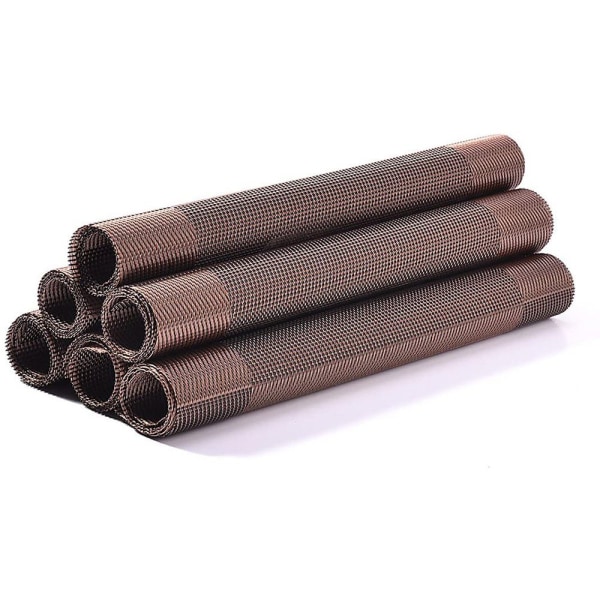 Bordstabletter, set med 6 halkfri tvättbar PVC-rivbeständig värme brun