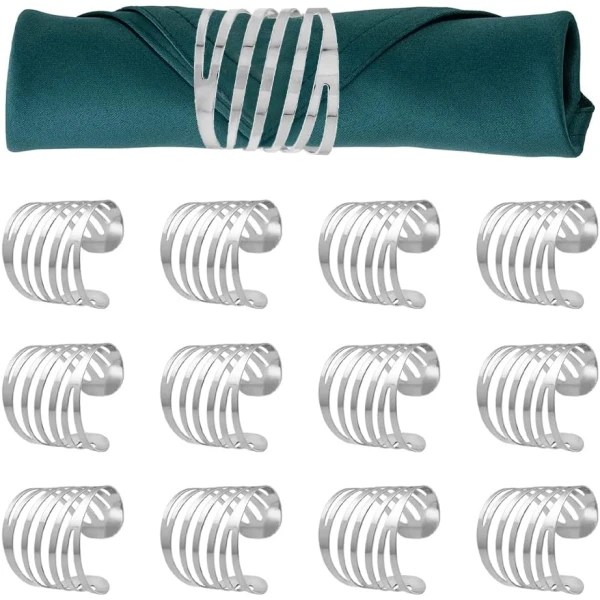 12 servietringe, sølv servietholder med udskæringer