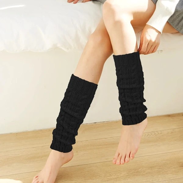 2 par långa stövelstrumpor 2-pack stickade benvärmare damer Vinter Thermal Bootstrumpor Thermal Knit Socks Covers
