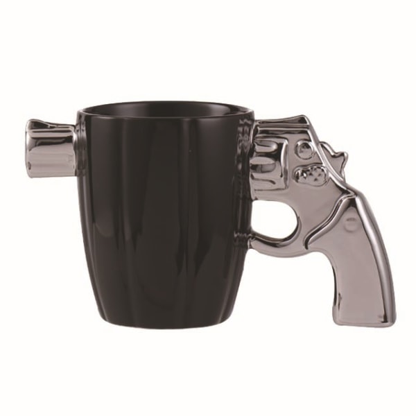 Kaffekopp, keramisk formad kopp, internetkändis revolverkopp, silver, 1 st (1 st förpackning) gold
