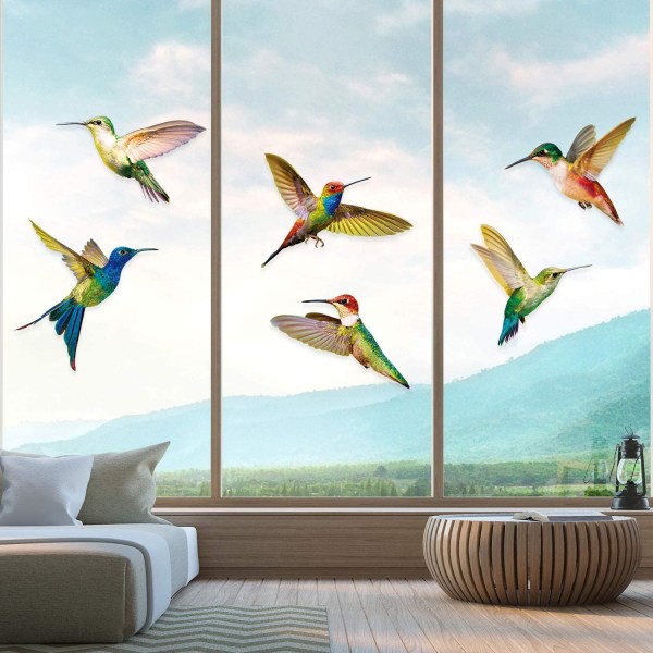 6 Pack Anti-Crush vinduesmærkater Hummingbird vinduesdekaler Fugle vinduesmærkater