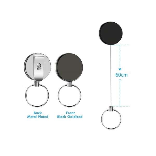 2 jojo-funktioner og snøre Udtrækkelig nøglering med yo-yo funktion og snor 62 cm 2-pak sort